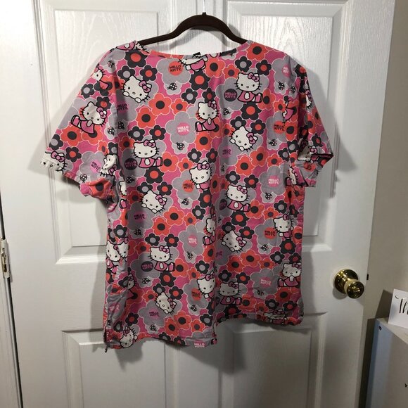 Hello Kitty women pink and orange scrub top, size XL - Picture 2 of 8